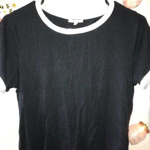 Black Ringer Tee With White Collar